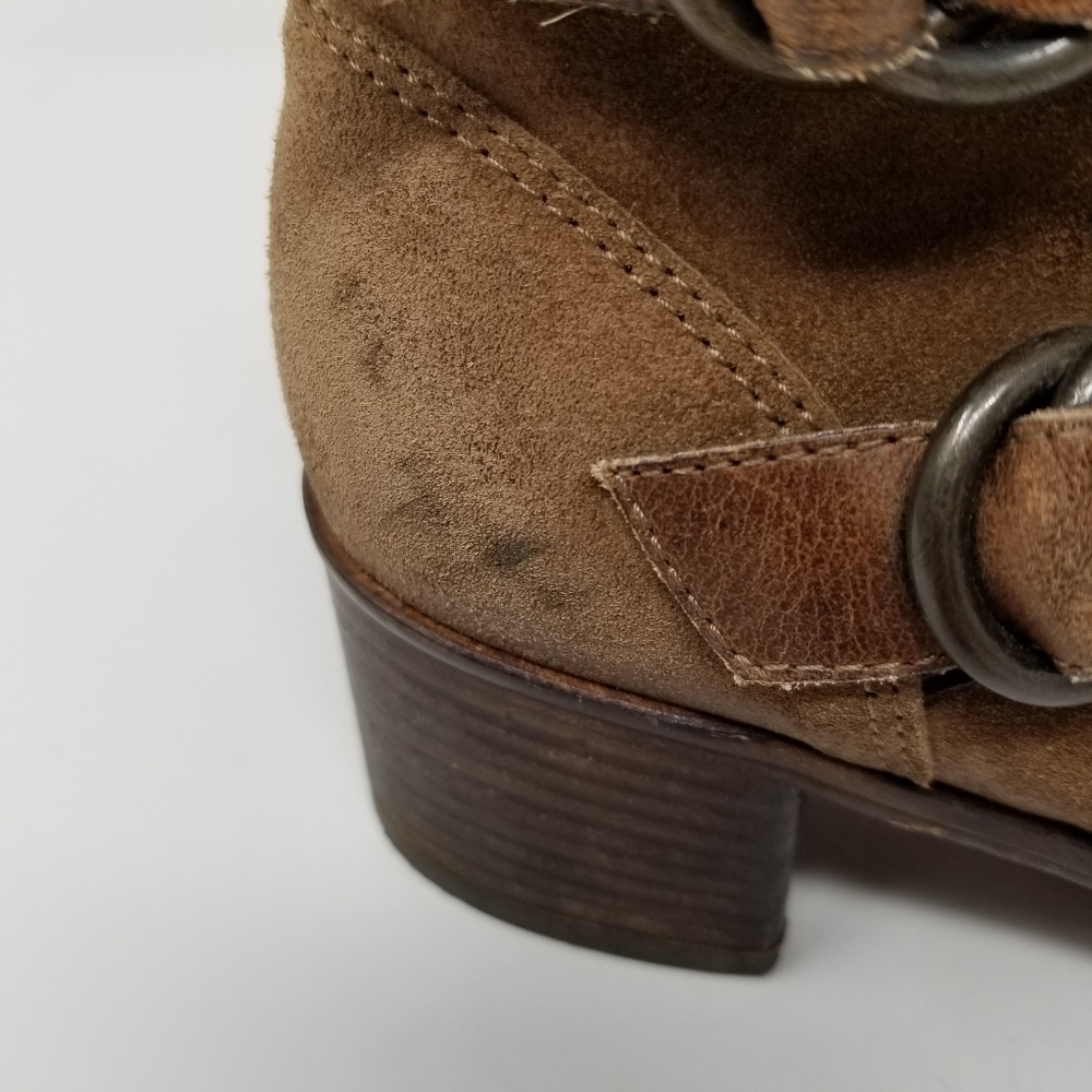 Paul Green Munchen Suede Ankle Suede Ankle Boot Buckle Block Heel Leather Sz 6 - Picture 13 of 16